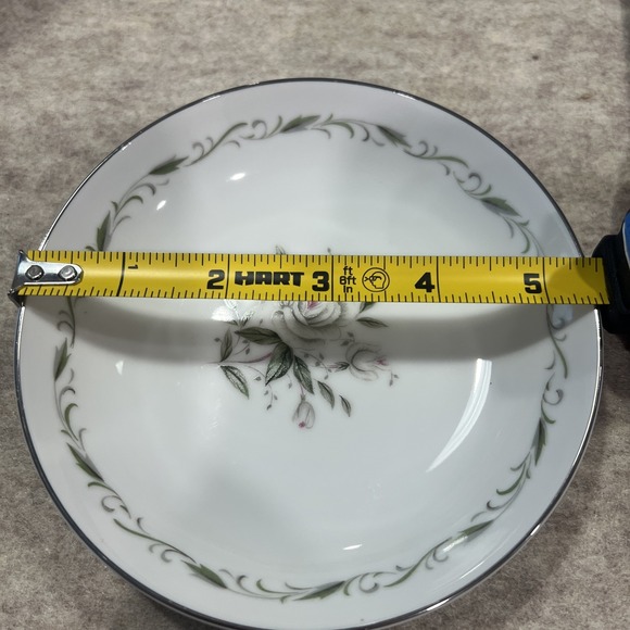 One Small Diamond China Romance Pasta/Salad Bowls White Roses & Silver Trim - Picture 3 of 7